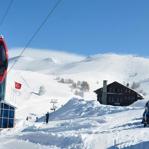 Snowy mountain scenery at Uludag in winter