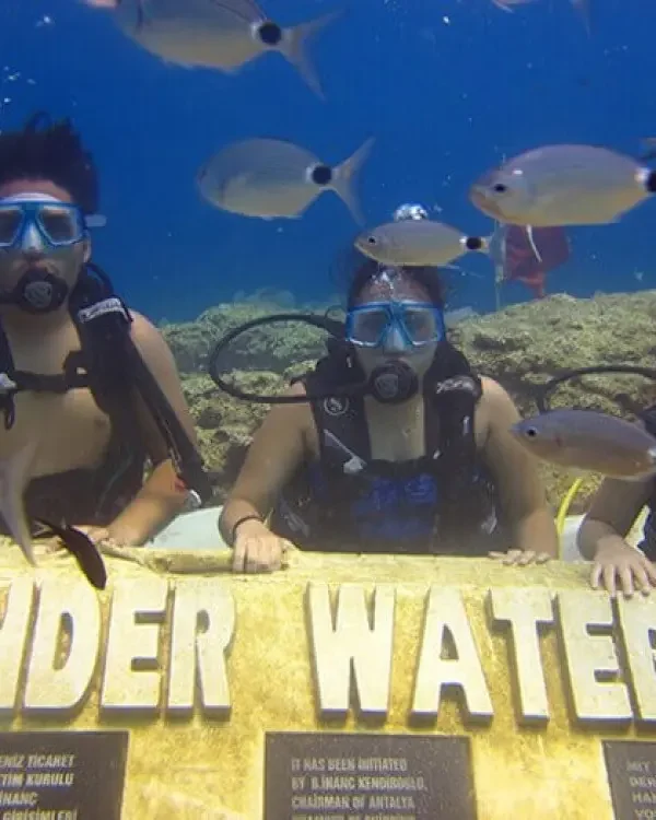 Side scuba diving underwater museum