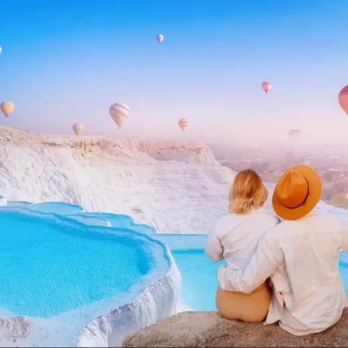 Pamukkale white travertines