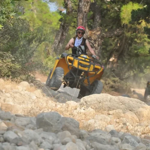 Muddy off-road track during a Kemer Quad Safari