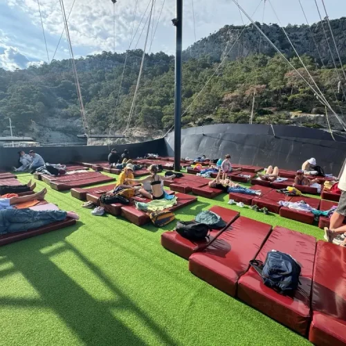 Swimming stop during a Kemer pirate boat trip